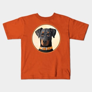 Doberman Pinscher Painting - Original Dog Art Kids T-Shirt